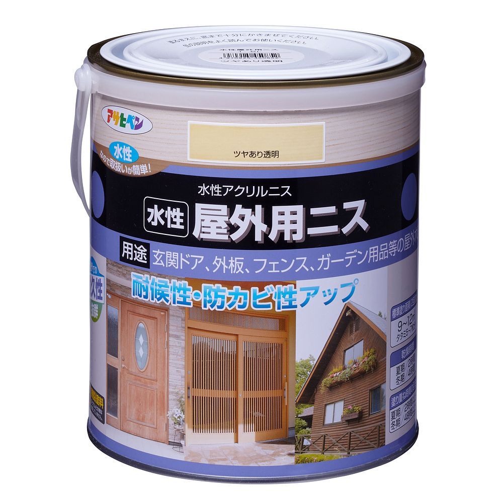 まとめ買い アサヒペン 水性屋外用ニス 1.6L ツヤあり透明 ×3セット