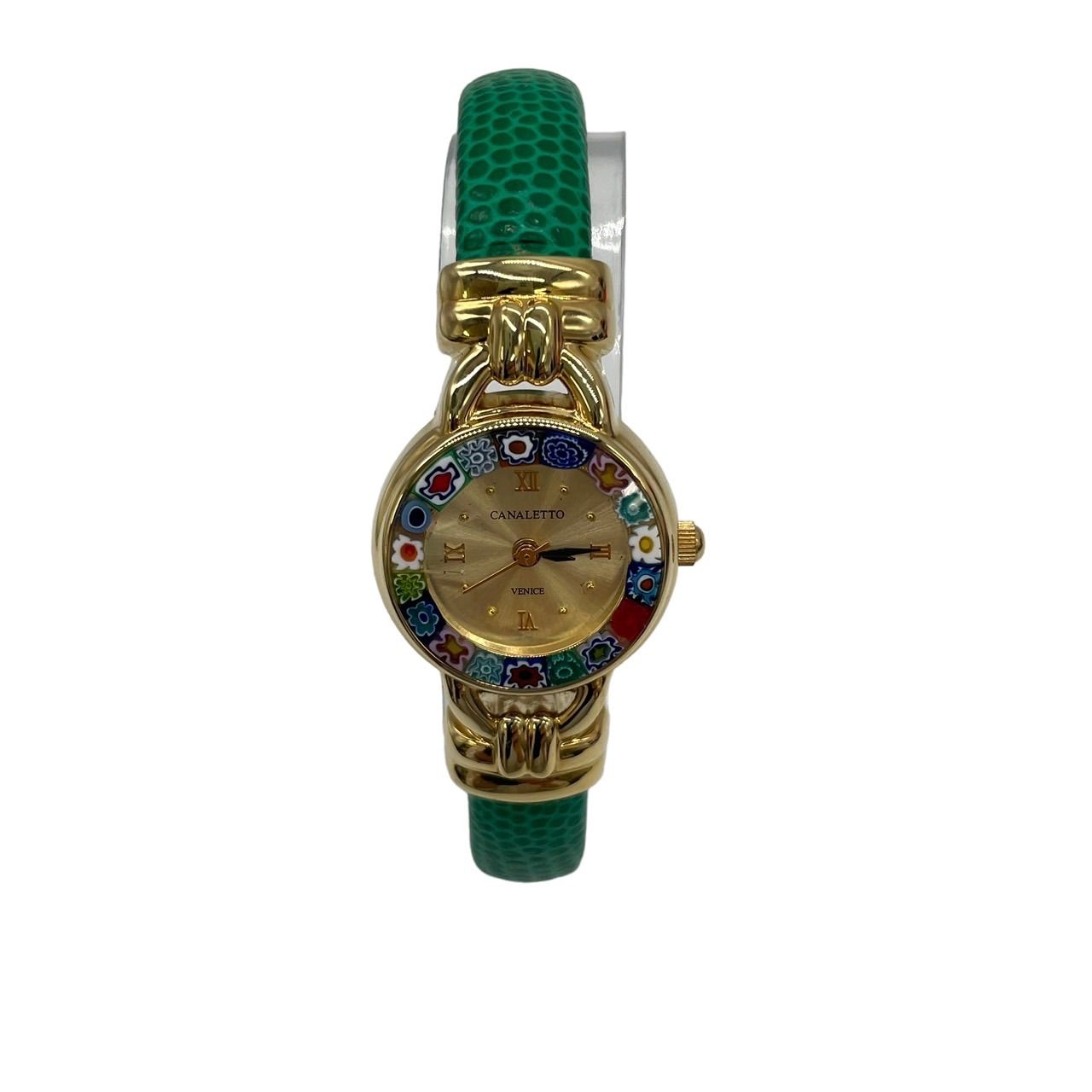 良品 CANALETTO VENICE ベネチアンガラス 腕時計 レディース ゴールドカラー 金文字版 ベルトグリーン バングルタイプ 緑 レディース  腕時計 アナログ時計 クォーツ 電池交換済 - メルカリ