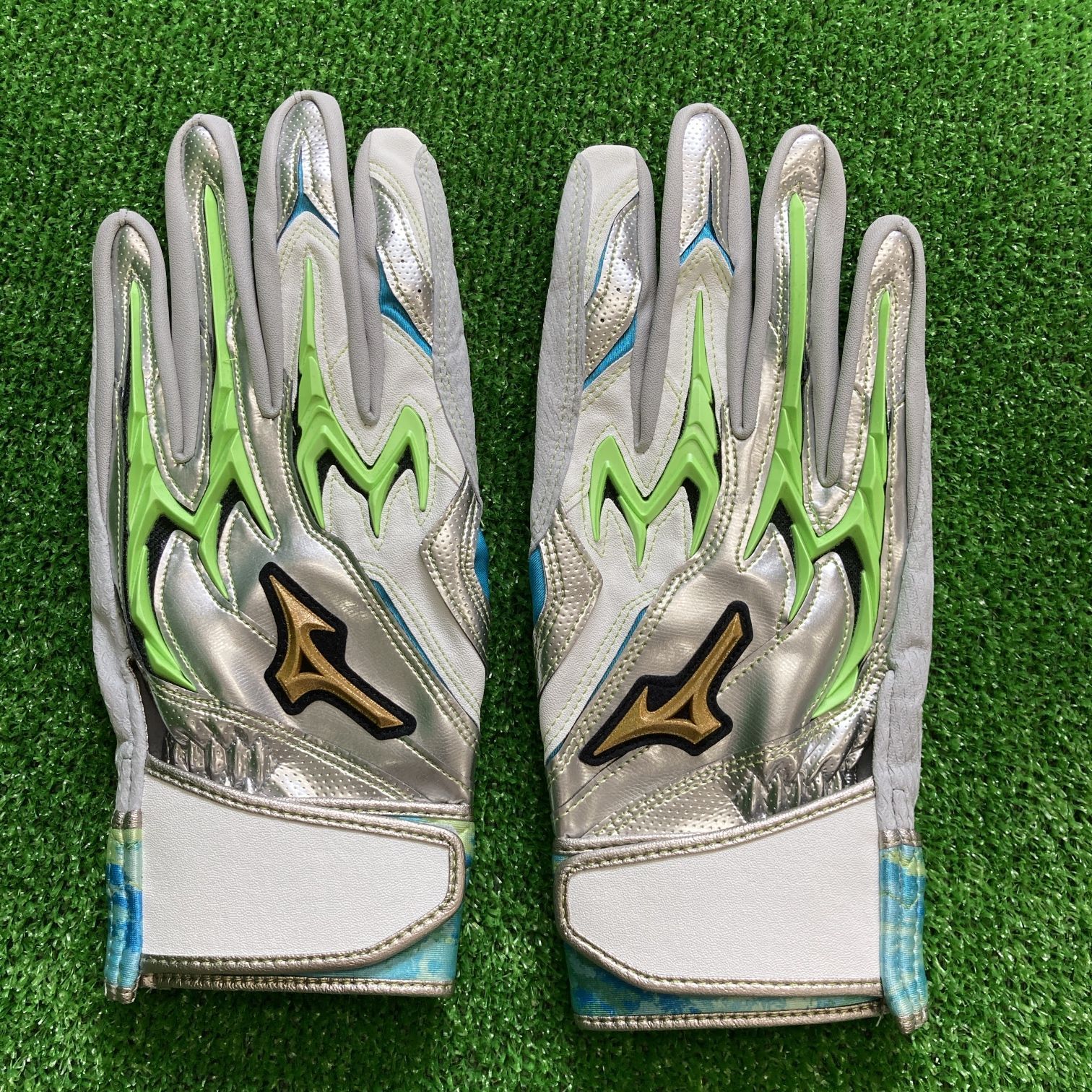 品 ミズノプロ バッティング手袋 両手 ホワイト×ライム 1EJEA54837