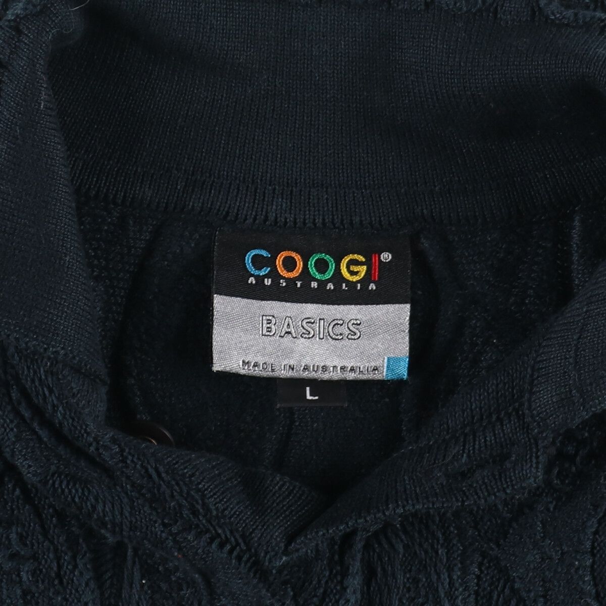古着 クージー COOGI オールブラック 総柄 襟付き コットンニット 
