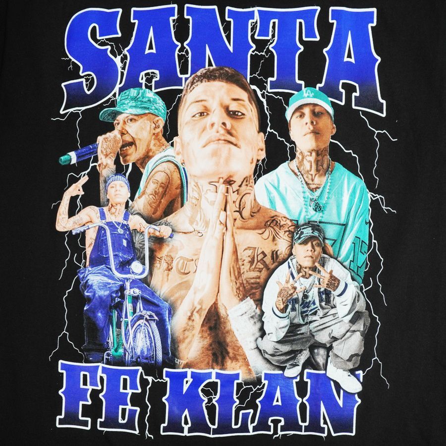 メンズ Tシャツ SANTA FE KLAN TEE サンタフェ クラン Ｔシャツ ラップT メキシコ ラッパー ヒップホップ ブラック 黒 男女兼用 半袖 アーティスト ギャングスタ チカーノ チカーナ ウェッサイ ロ