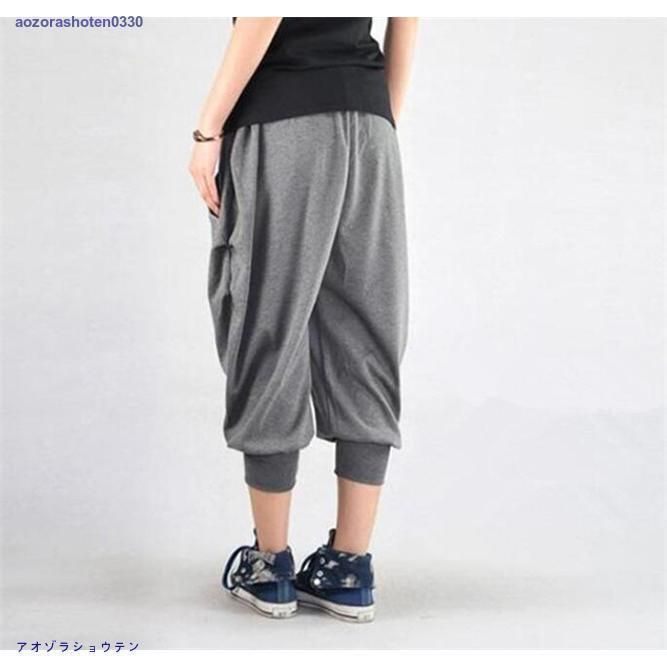 サルエルパンツ メンズ 夏 7分丈 ハーフパンツ ゆったり 無地 薄手 ランボ] 夏 パンツ ハーフパンツ メンズ ゆったり 7分丈 2XL ショート