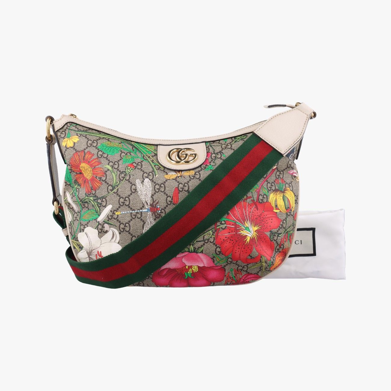 グッチGucciGG スプリーム フローラ オフィディアホワイト×ベージュ×マルチカラーPVCコーティングキャンバス626509I032705254