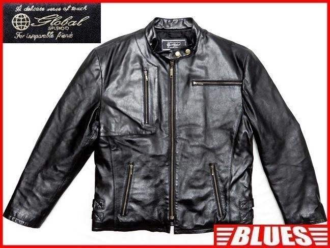 レザーライダースジャケット メンズ M 黒 シングル 本革 FR866 - メルカリ