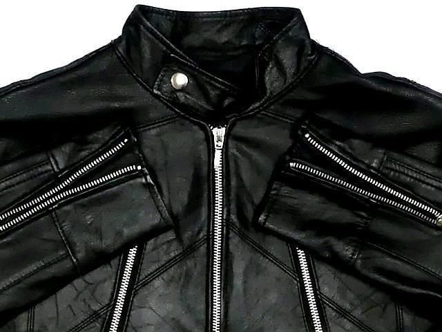 ブラックレザーシングルライダースジャケット　L 試着のみ未使用】FREAK'S STORE シングル ライダースジャケット L
