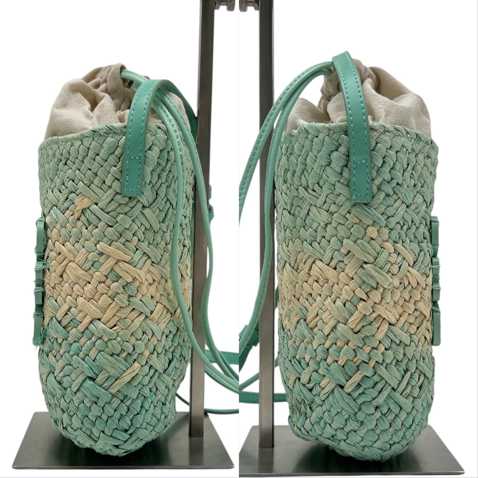 未使用級 ロエベ ラフィア ノベルティ カゴバッグ カゴ ショルダー 肩掛け ◎ 未使用級 LOEWE ロエベ ラフィア ノベルティ カゴバッグ かご