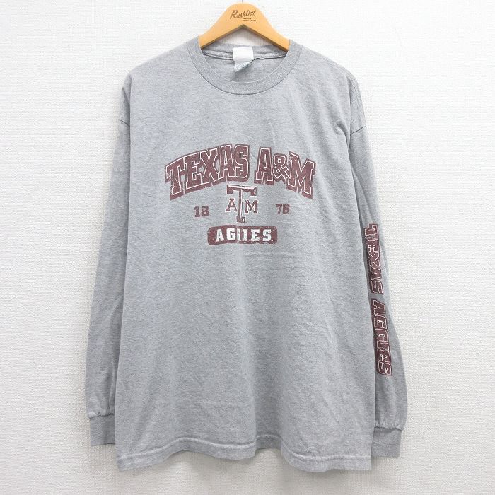 XL/古着 長袖 ビンテージ Tシャツ メンズ 00s テキサス Au0026M 大きいサイズ クルーネック グレー 霜降り 23apr17 中古