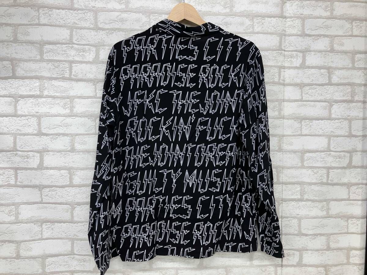 WACKOMARIA ワコマリア アロハシャツ アロハブロッサム 長袖 オープン レーヨン ブラック 稲妻 メンズ L