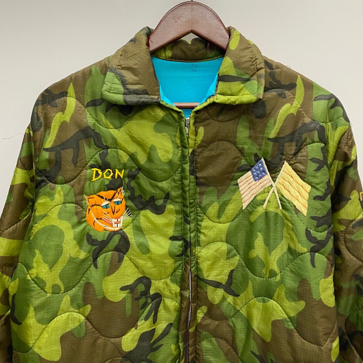 70s ビンテージ ベトジャン カモフラージュ スーベニア ナム戦 古着 XL