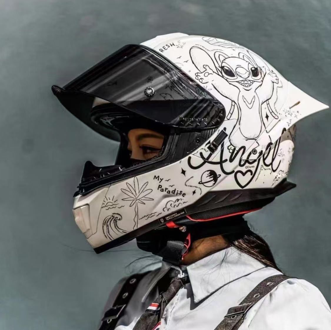 MESUGAハローキティ フルフェイスヘルメット2枚レンズ付き メガネ対応