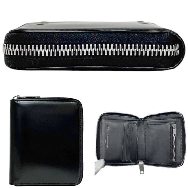 メゾンマルジェラ 二つ折り 財布 ブラック S55UI0197 美品 レザー  