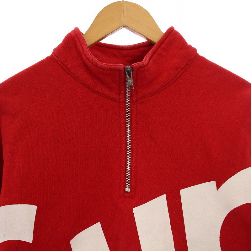SUPプリント 赤 ハーフジップ トレーナー シュプリーム SUPREME 15AW Sup half zip pullover スウェット