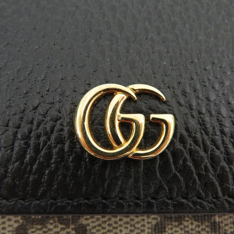 瀬戸大橋店 GUCCI | グッチ 二つ折り財布 ダブルG バイカラー ミディアムウォレット 598587 0416 GGスプリーム ブラック×ベージュ 125