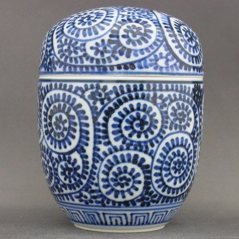 有田 伊万里焼 与山窯 染付蛸唐草 棗 大 WWW_IBETON_RU