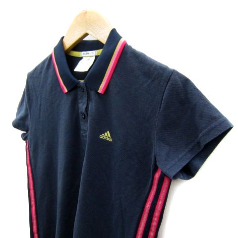 アディダス adidas ポロシャツ 半袖 ポロカラー 無地 ロゴ刺繍 M
