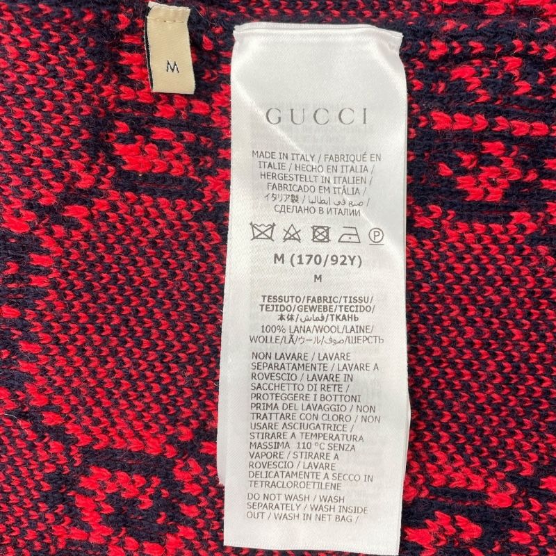 グッチ GUCCI GG総柄ノー ニットカーディガン 713300 ネイビー レッド ウール レディース カーディガン