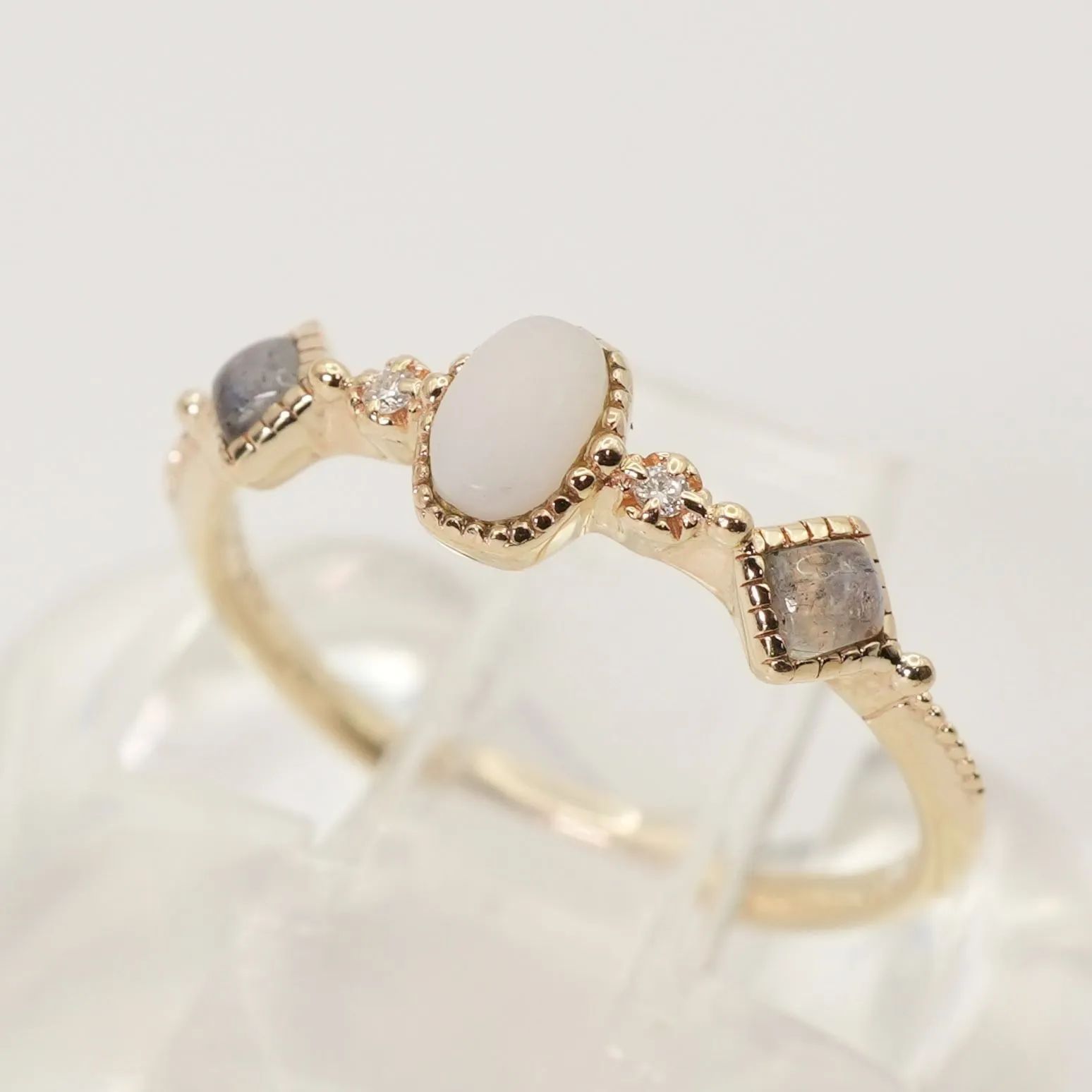 早い者勝ち アガット agete 指輪 9号 スタックリング ラブラドライト