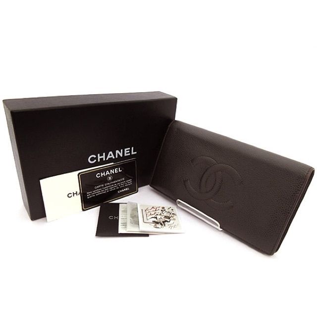 中古良品】シャネル CHANEL 長財布 キャビアスキン ココマーク A48651