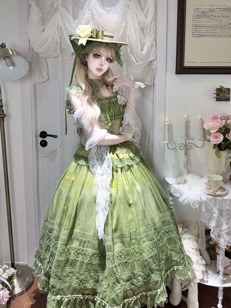 【韓嬢】ゴスロリ・ロリータドレス 上下セット 森ガール 姫様 お嬢様 白色 韓嬢】ゴスロリ・ロリータドレス 上下セット 森ガール 姫様