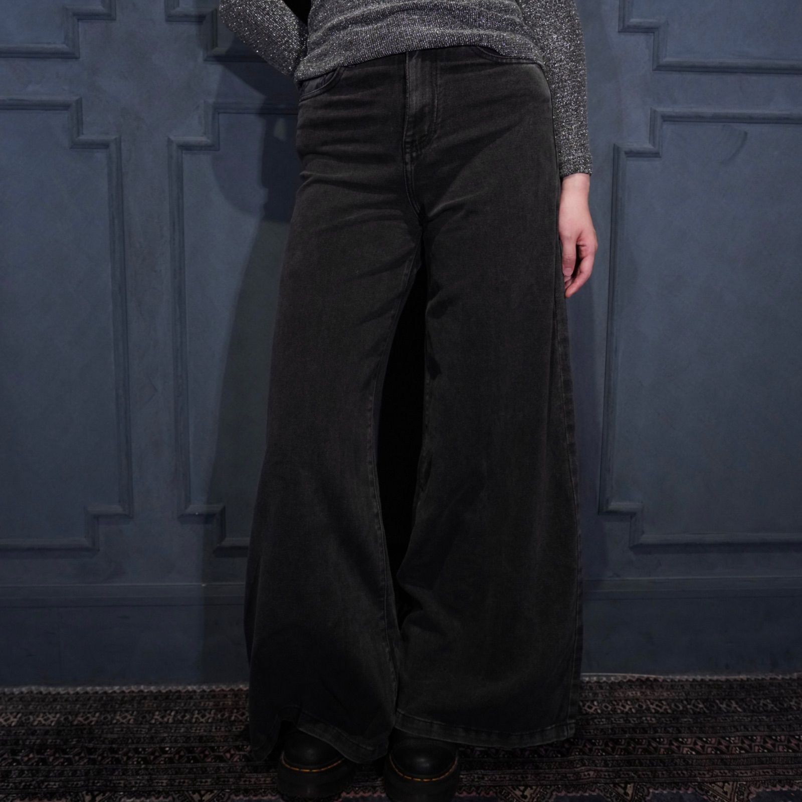 *SPECIAL ITEM* USA VINTAGE SUPER WIDE FLARE BLACK COLOR DENIM PANTS|アメリカ古着スーパーワイドフ ブラックカラーデニムパンツ