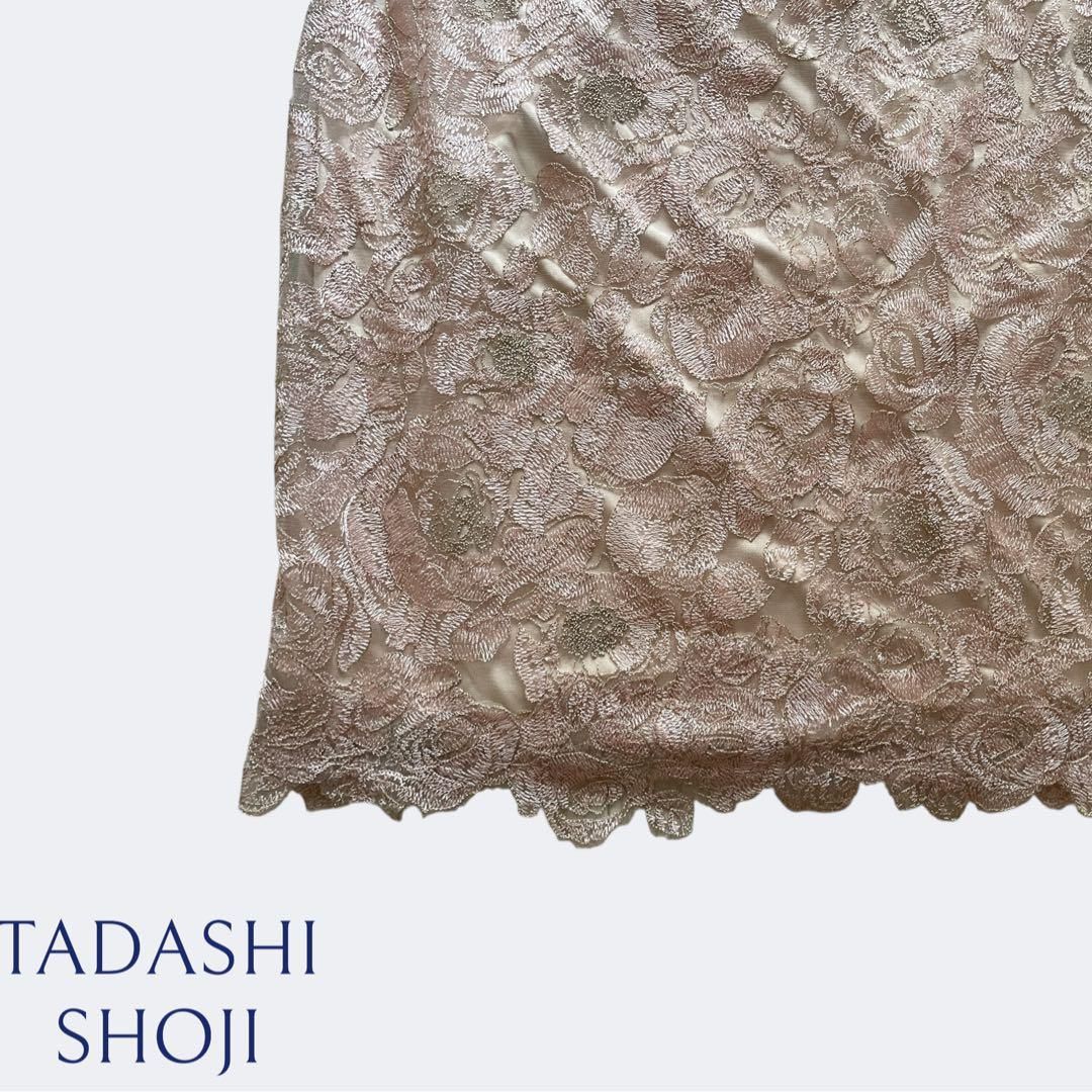 新品◇TADASHI SHOJI タダシショージ 上品ゴールドピンクベージュお花