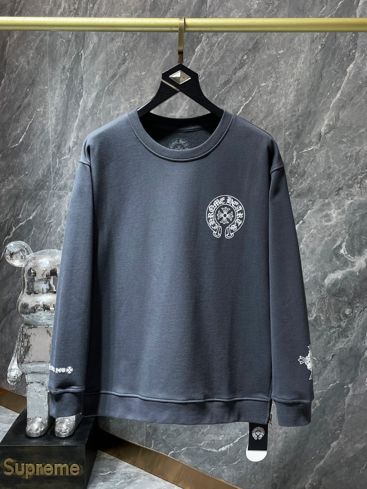 Chrome Hearts メンズ スウェットシャツ サンスクリット ホースシュー カスタムセメントグレー S-XL |