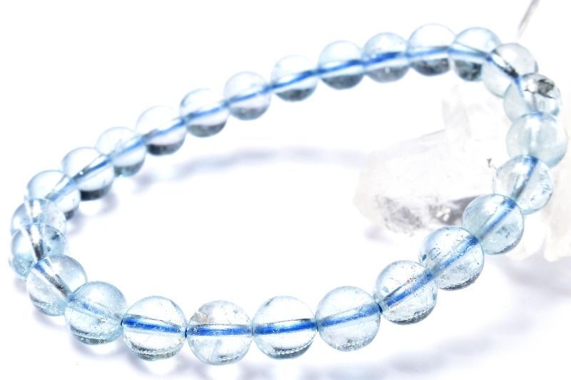 1点物】水のような透明感 ブルートパーズ 7mm ブレスレット