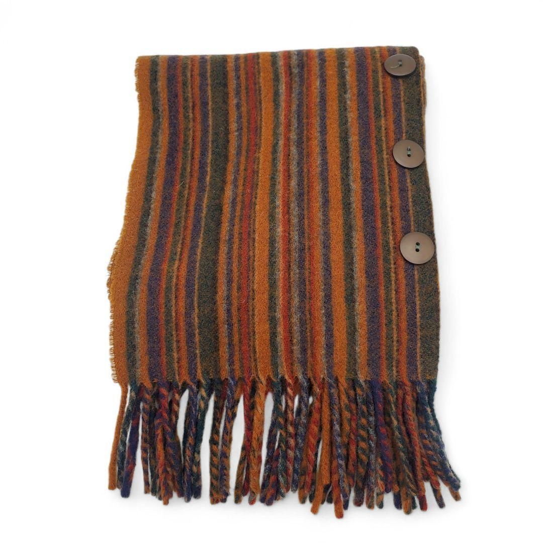 Johnstons of Elgin ジョンストンズオブエルガン マフラー ストール ストライプ ラムウール スコットランド製 英国製 ボタン付き 男女兼用 メンズ レディース ユニセックスデザイン