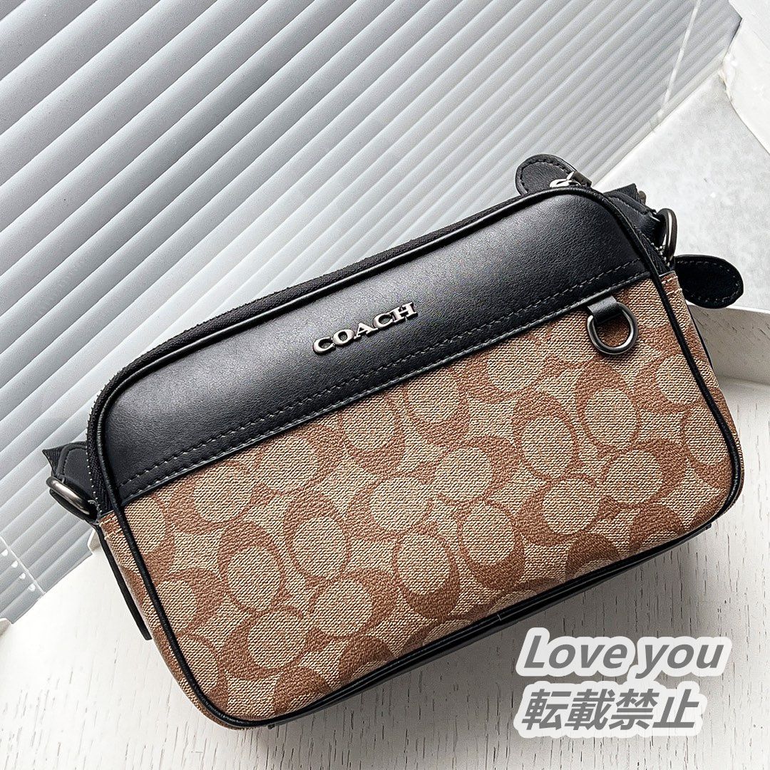 COACH C4149 コーチ バッグ メンズ カメラバッグ ショルダーバッグ クロスボディー アウトレット シグネチャー カーキ×ブラック -  メルカリ