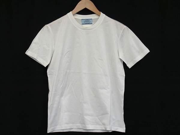 PRADA プラダ 35570 S112 ILK コットン100％ 半袖 Tシャツ トップス 表記サイズL 洋服 レディース ホワイト系 FK3586
