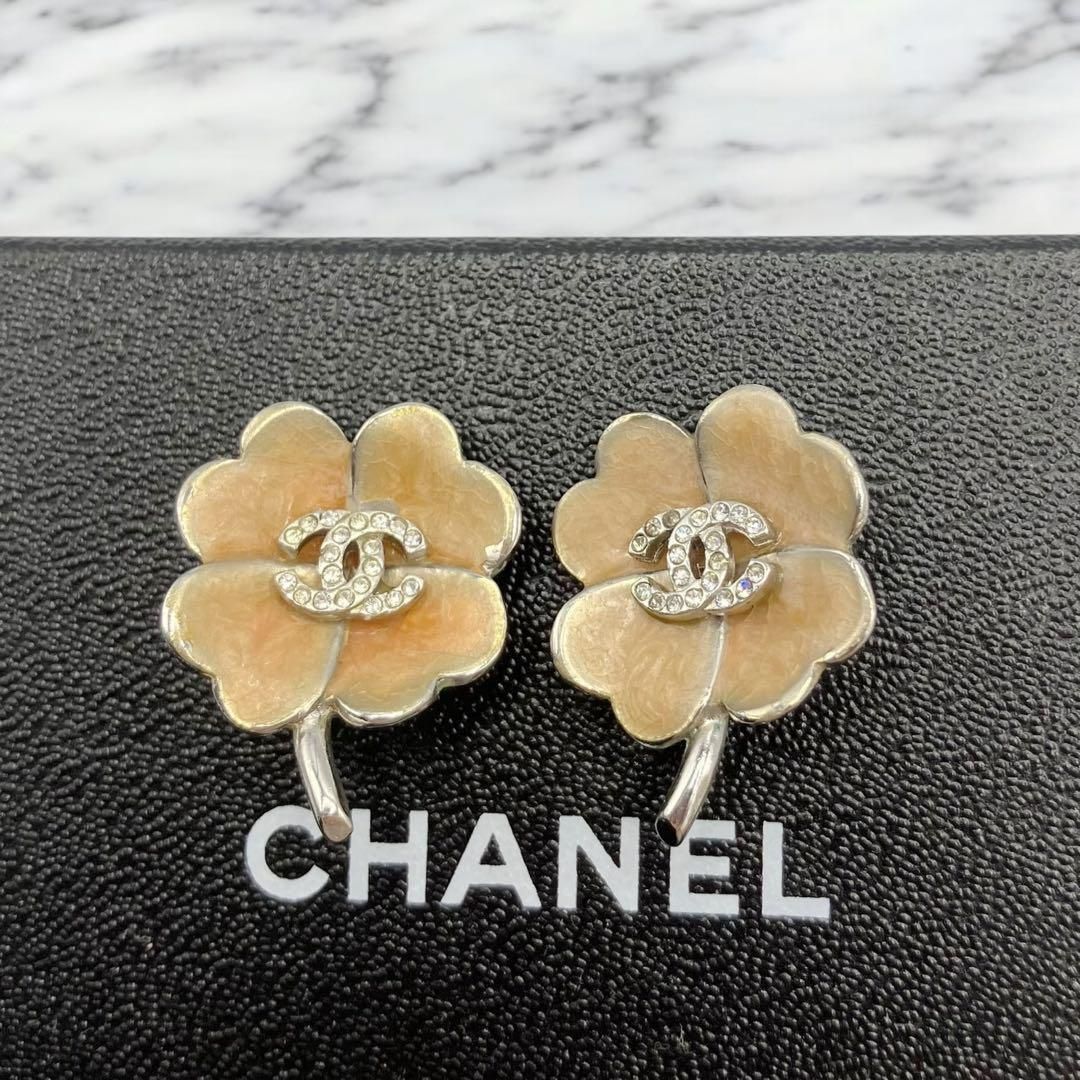 シャネル ココマーク クローバー ラインストーン イヤリング