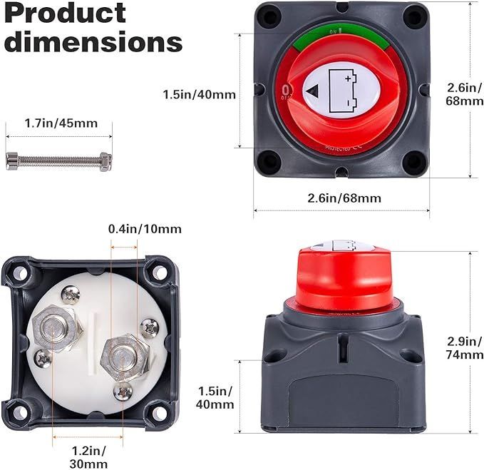 Kohree バッテリースイッチ 12V-48V 切断スイッチ 防水 バッテリーアイソレーター 275A バッテリーカット 車用 トラック 船舶  マリンボート 保護電源 漏電防止 オン/オフ メルカリ