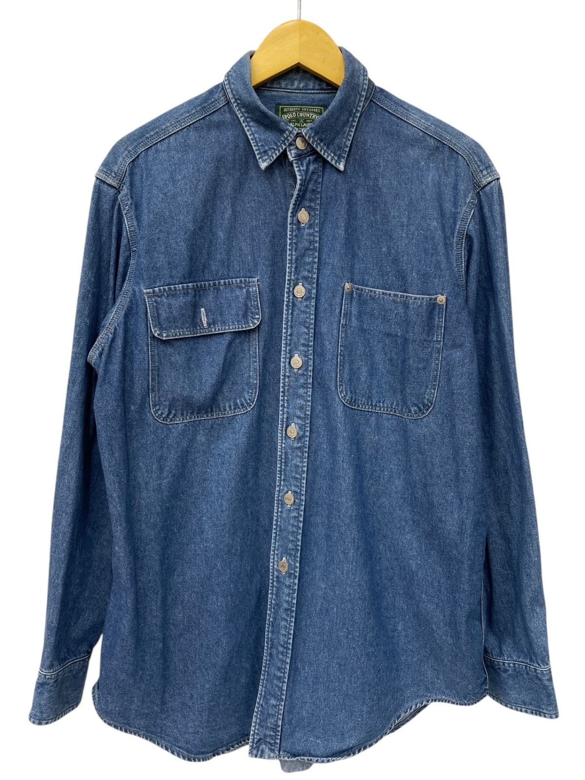 【美品／レア】ラルフローレン　ポロカントリー　デニム　シャツジャケット　M USA製 90s POLO COUNTRY Denim Coverall 薄青 M ポロカントリー