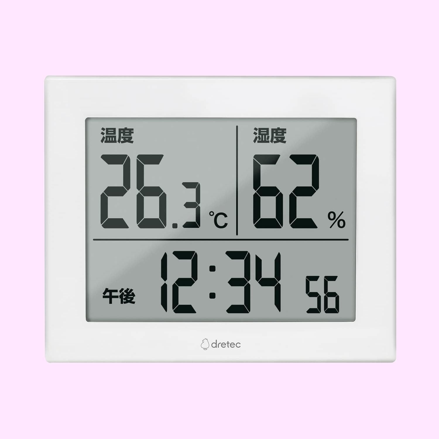 Style:大画面 ドリテック(dretec) 大画面温湿度計 ハキミエ デジタル 温度計 湿度計 大型 インフルエンザ 熱中症 対策 スタンド 壁掛け ホワイト