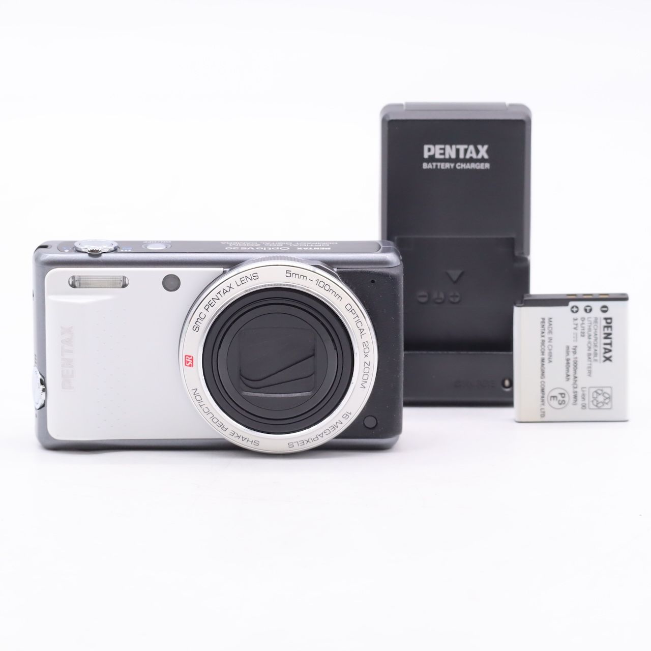 返品保証】 ペンタックス Pentax Optio VS20 ホワイト 20x バッテリー