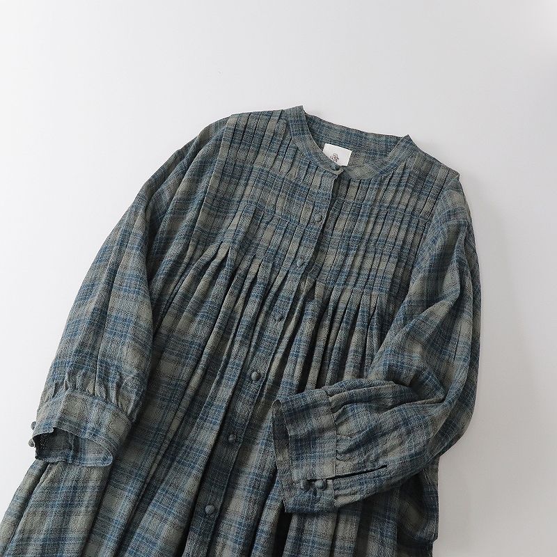 maison de soil メゾンドソイル綿ウールチェックピンタックワンピ