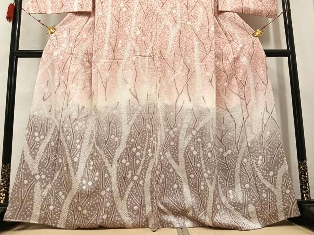 平和屋着物○訪問着 絞り 草木文 暈し染め 正絹 逸品 AABB6297ph