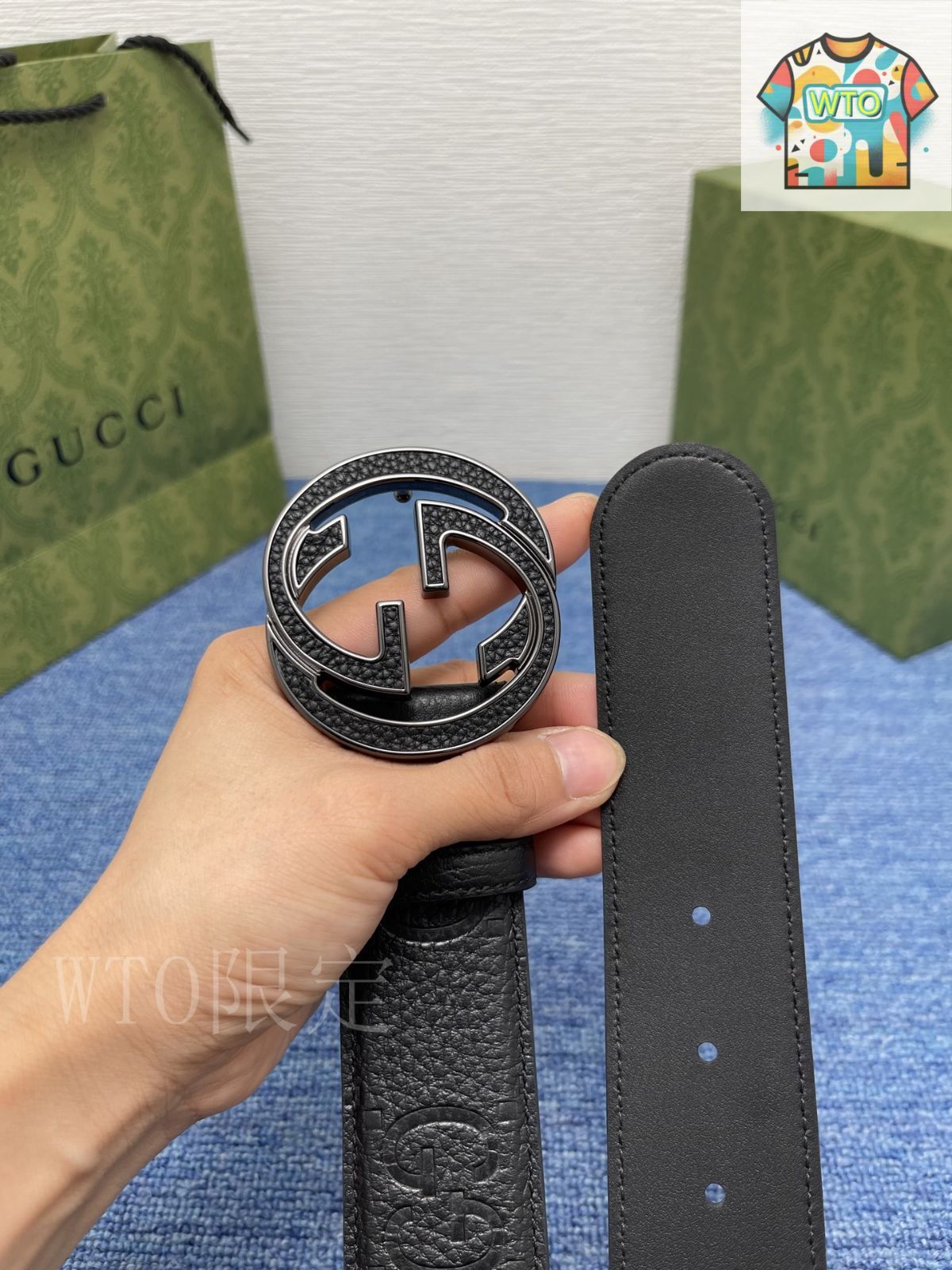 今日WTO】Gucci Signature ダブル G バックル 本革ベルト-1