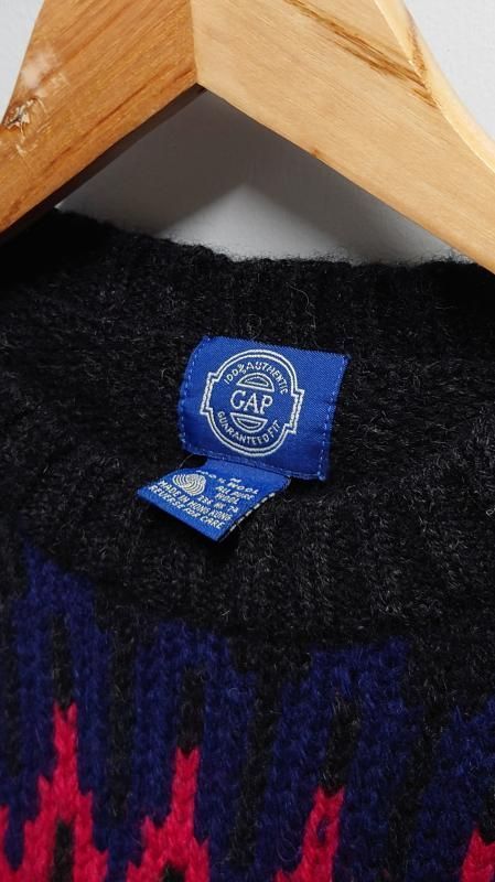 80’s OLD GAP 旧タグ ノルディック柄 ウールニット セーター M