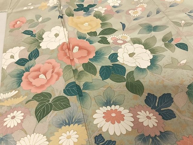 平和屋着物○訪問着 草花箔散らし文 金彩 正絹 逸品 AABA0159zg