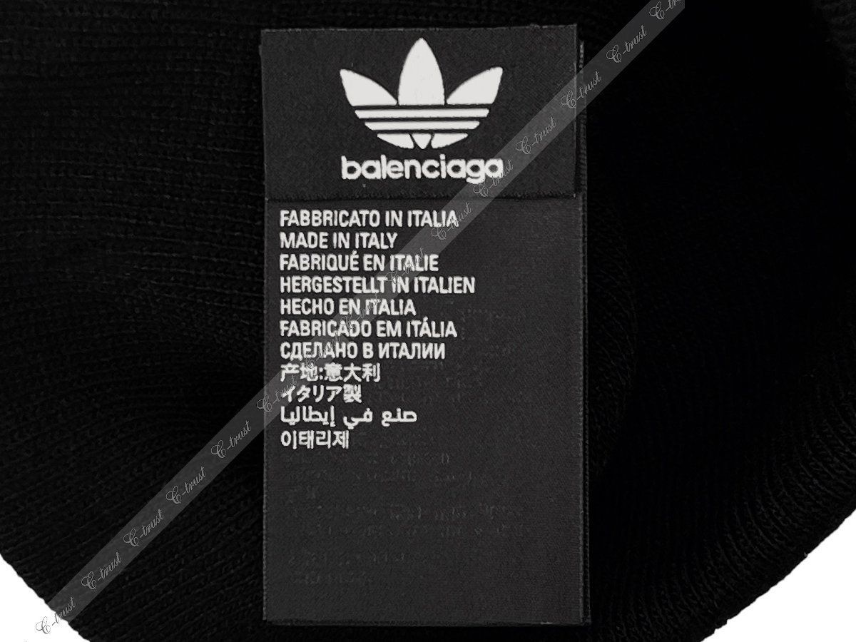 BALENCIAGA × ADIDAS バレンシアガ アディダス コラボ ニット帽 ロゴ ビーニー イタリア製 ☆ 1077 ブラック  J406(2).. - メルカリ