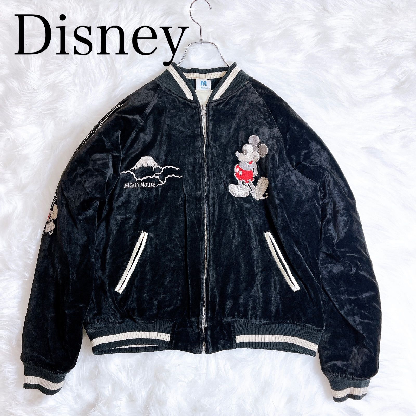 稀少 刺繍 ディズニー ベロアジャケット サイズM ブラック