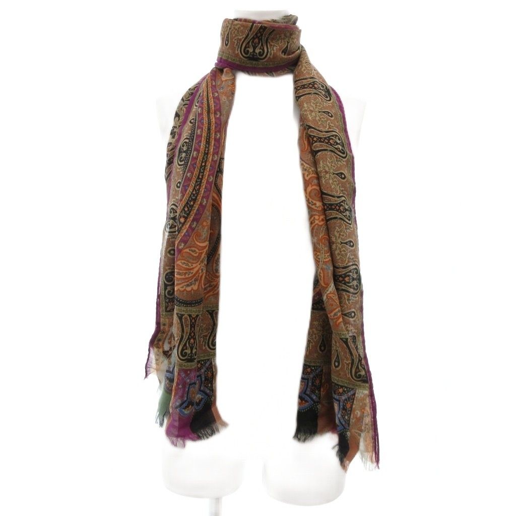 エトロ ストール タグ付き エトロ ETRO タグ付き ストール ペイズリー柄 総柄 ウール 絹