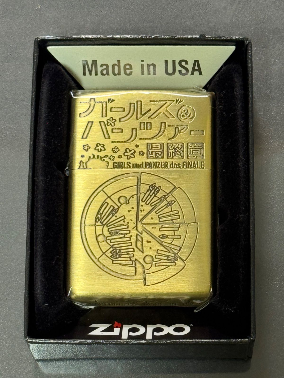 zippo ガールズ＆パンツァー 章 アニメ ゴールド 両面デザイン 戦車 ガルパン GOLD GPFP シルバーインナー 同年代 ケース 保証書