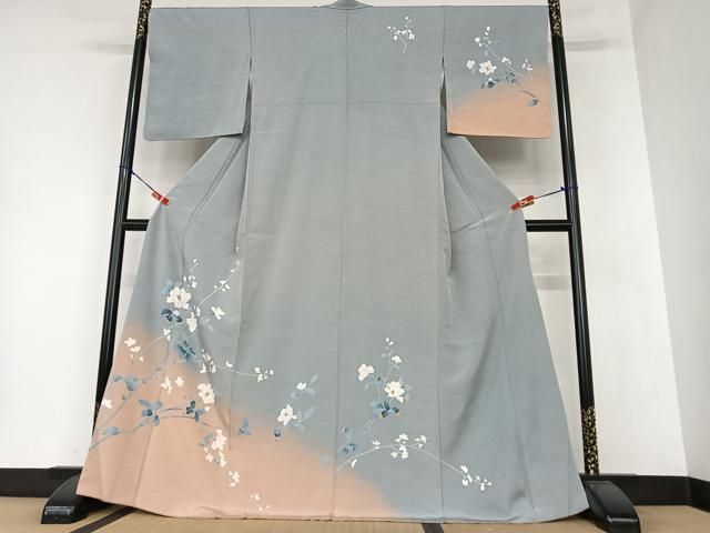 極上　訪問着　友禅　風景草花文　暈し染め　正絹　逸品 極上 訪問着 友禅 風景草花文 暈し染め 正絹 逸品
