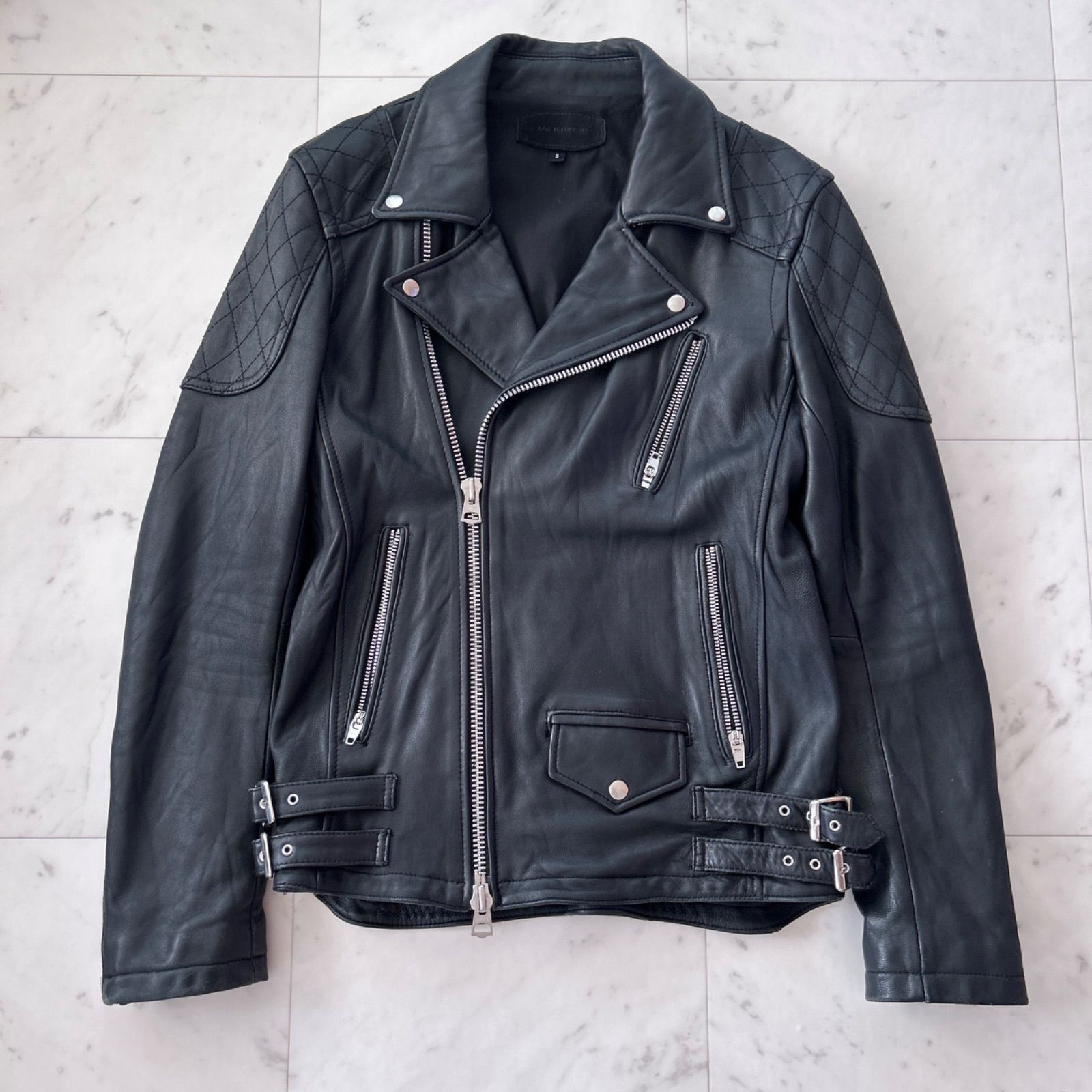 ジャックローズ ラムスキン シングルライダース サイズ4 ブラック XL 羊革
