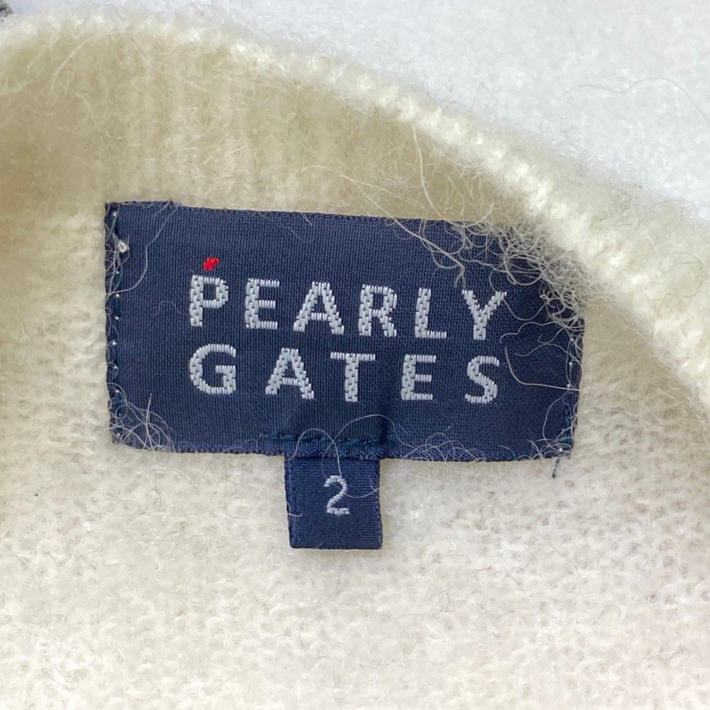 パーリーゲイツ　ニットセーター　ブルー　ボーダー　アルパカ混　レディースM程度 PEARLY GATES - パーリーゲイツ ニットセーター ブルー ボーダー