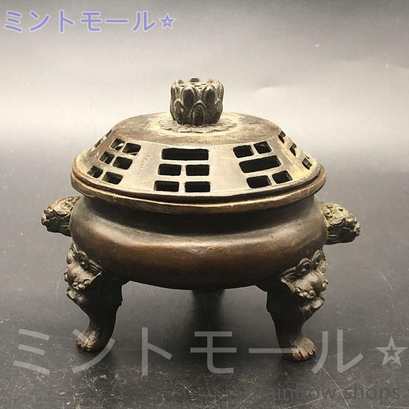 銅器 香炉 双龍耳蓮華香炉 三足鼎 仏堂挿香香炉 双龍炉 装飾品 工芸品 置物 銅器 香炉 双龍耳蓮華香炉 三足鼎 仏堂挿香香炉 双龍