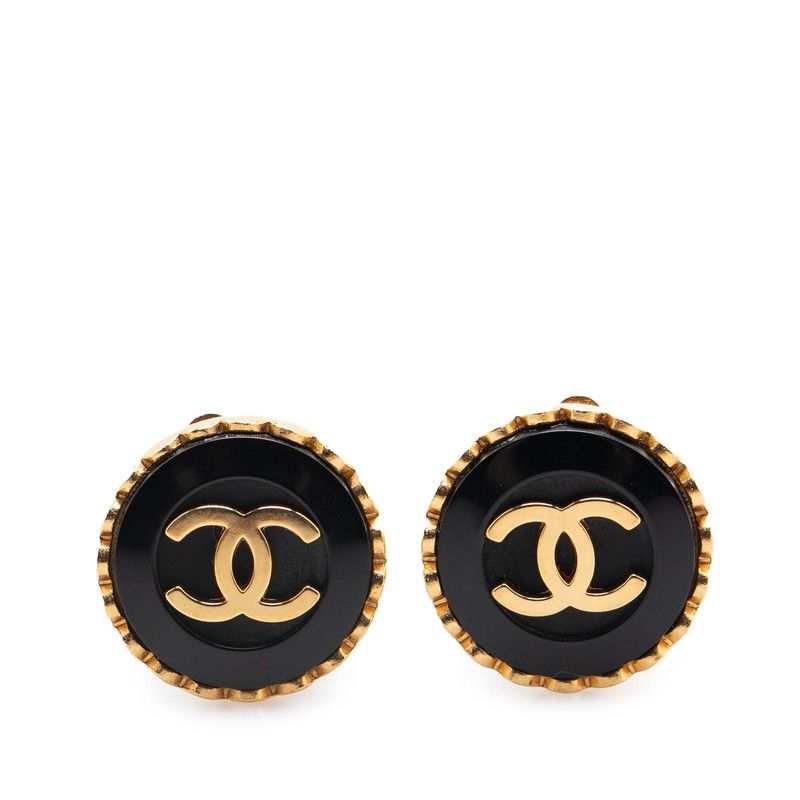 シャネル ヴィンテージ ココマーク ラウンド ゴールド ブラック メッキ プラスチック レディース CHANEL 222-09180
