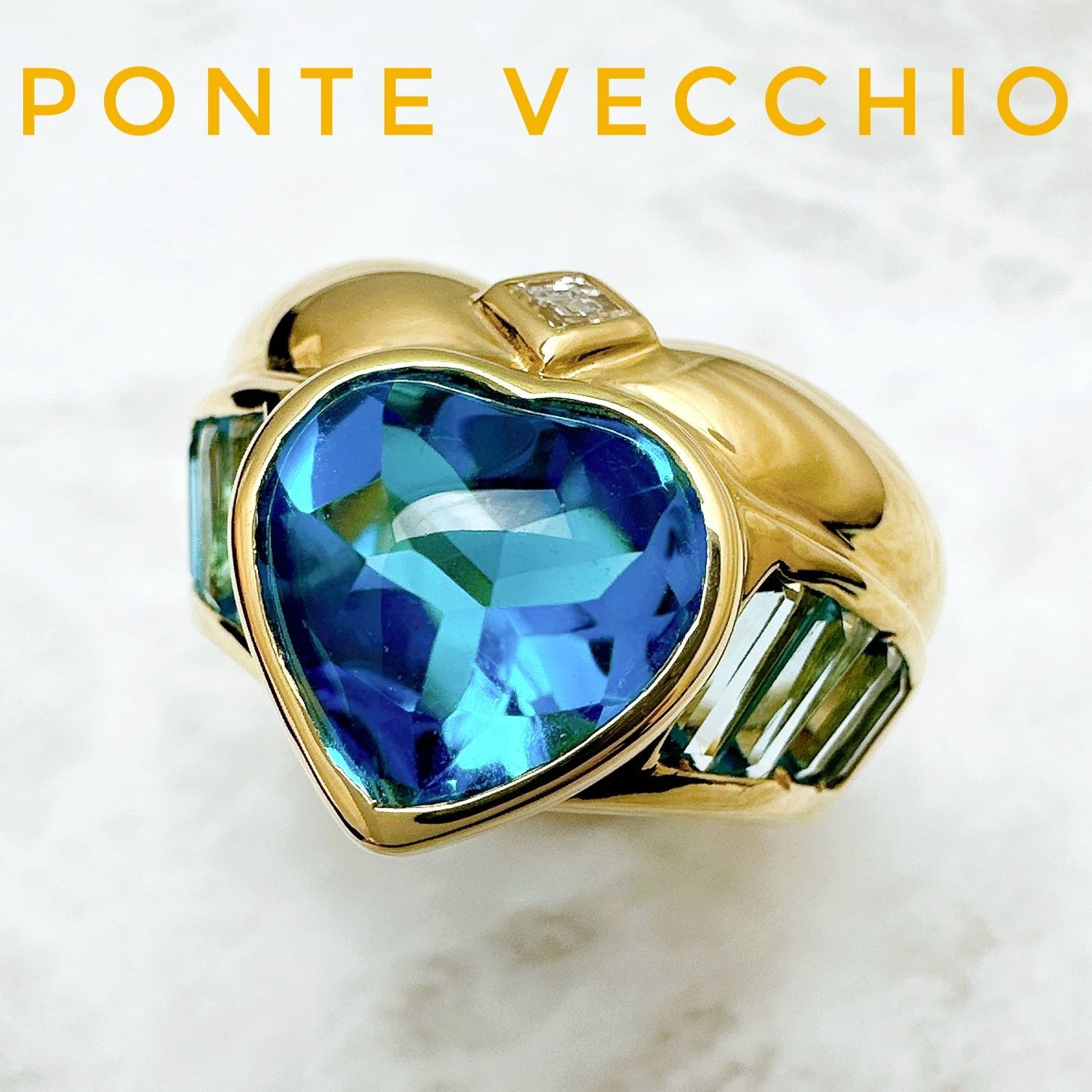 美品?Ponte Vecchio ブルートパーズ 6.92 ダイヤモンド 0.09ct 